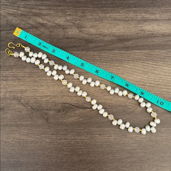 Handmade Freshwater Pearl and AB Glass Necklace and Bracelet Set - Picture 11 of 11